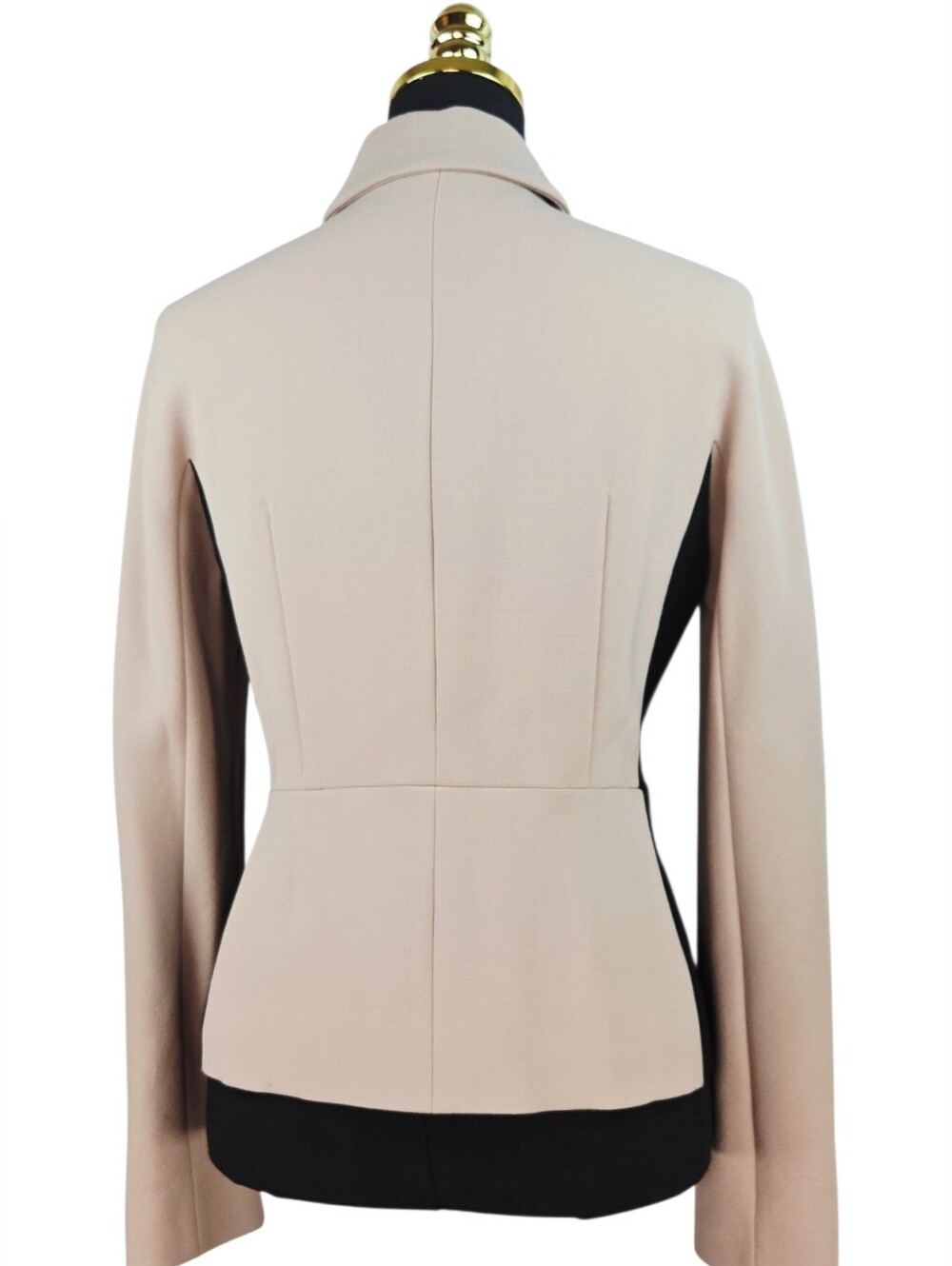 Max Mara Studio Wool Blend Hidden Snap Jacket Blazer Beige Black Size 10 - Picture 4 of 14